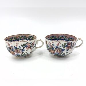 Booths England “Old Dutch” Antique Silicon China Demitasse Mug Set of 2 Floral